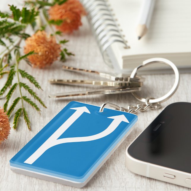Llavero Señal de Tráfico Azul Dos Flechas Rectas (Subido por el creador)