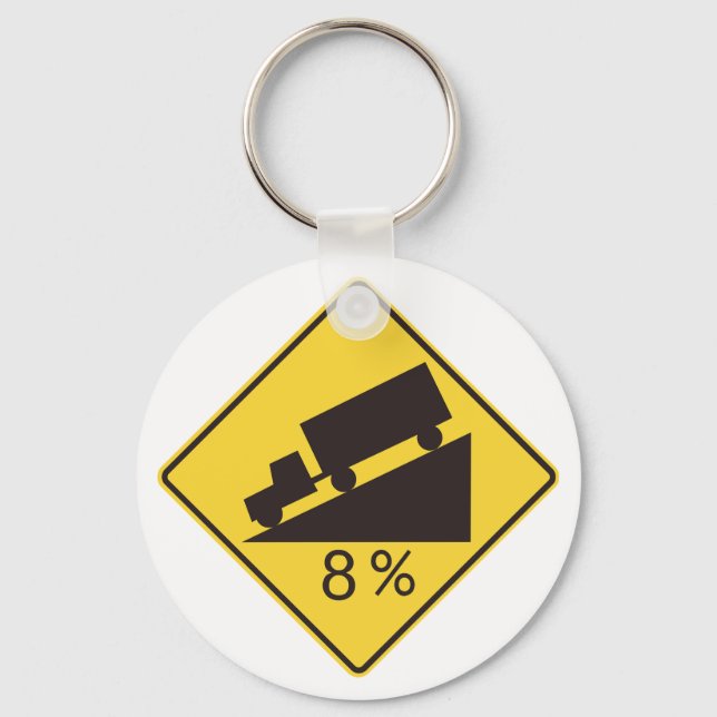 Llavero Señal de Tráfico de Pendiente Pronunciada para Cam (Anverso)