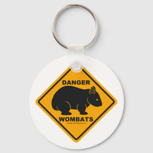 Llavero Señal de tráfico del peligro de Wombat