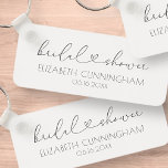 Llavero Sencilla Moda elegante Minimalista Corazón Ducha B<br><div class="desc">Este diseño sencillo y moderno se compone de sans serif y de una juguetona tipografía cursiva con corazones doodle. Perfecto para los bodas de la ducha de novia.</div>