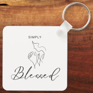 Llavero Sencillamente Bendito Dibujo en Línea Minimalista