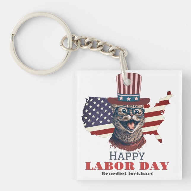 Llavero Sencillo Día del Trabajo Elegante con camiseta con (Frente)