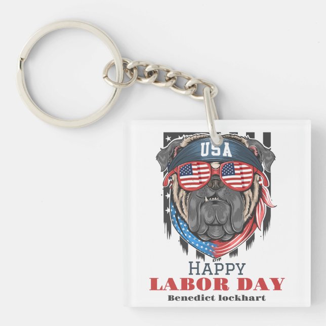 Llavero Sencillo Día del Trabajo Elegante con camiseta con (Frente)