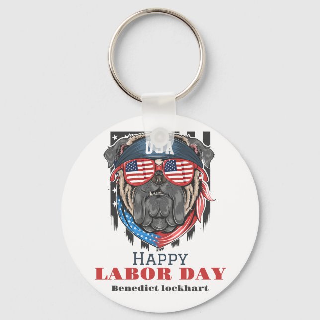 Llavero Sencillo Día del Trabajo Elegante con camiseta con (Anverso)