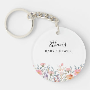 Llavero Sencillo Jardín Floral Aquarela Baby Shower