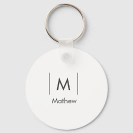 Llavero Sencillo monograma elegante para hombre con líneas