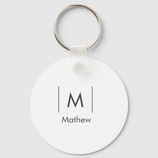 Llavero Sencillo monograma elegante para hombre con líneas (Anverso)