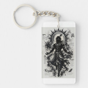Llavero Señor Divino Krishna Silueta Oscura Arte Grunge