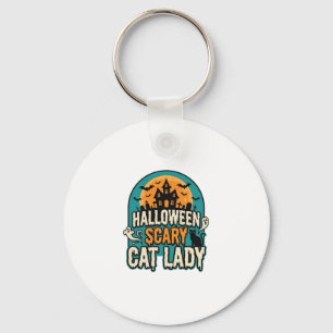 Llavero Señora Gato de Halloween Espeluznante Casa Embruja