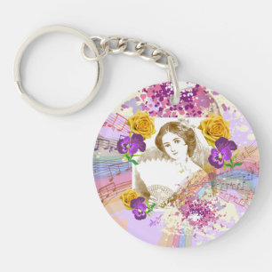 Llavero Señora Music&Flowers Round Acrylic Keychain del