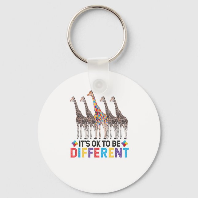 Llavero Sensibilización sobre autismo animal de jirafa abu (Anverso)