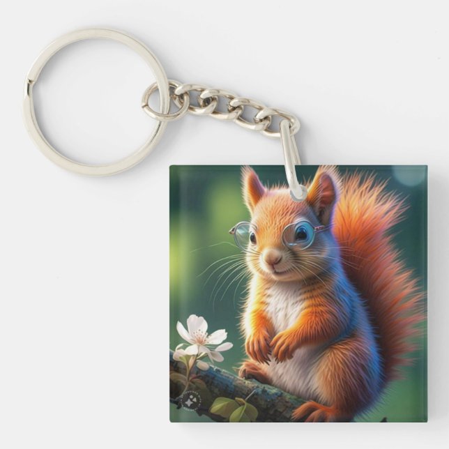 Llavero Sentada de ardilla marrón en la rama 56765 (Frente)