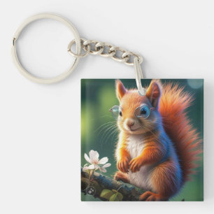 Llavero Sentada de ardilla marrón en la rama 567656