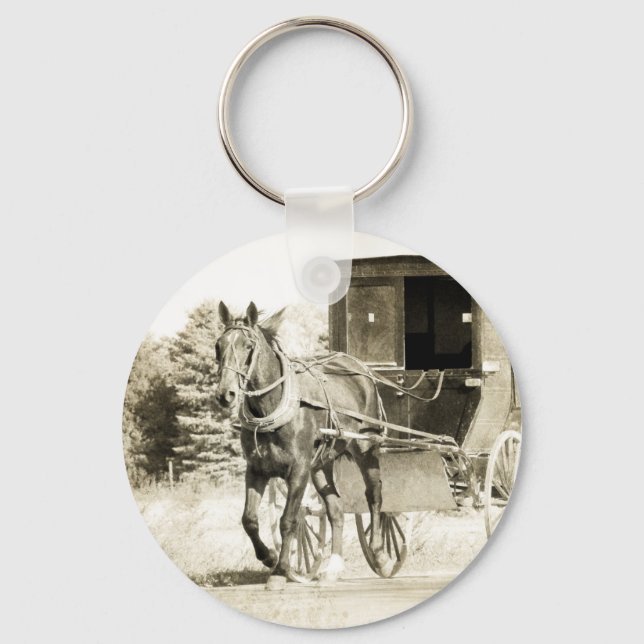 Llavero Sepia de caballo y buggy (Anverso)