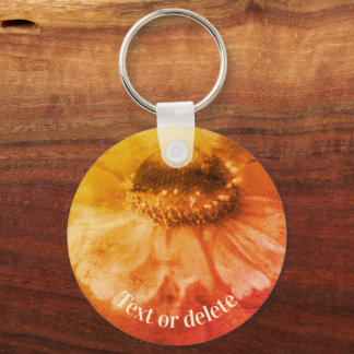Llavero Sepia Vieja Zinnia Flor Personalizada