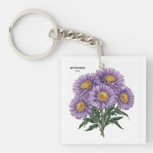 Llavero Septiembre Aster Nacimiento Mes Personalizado Arte