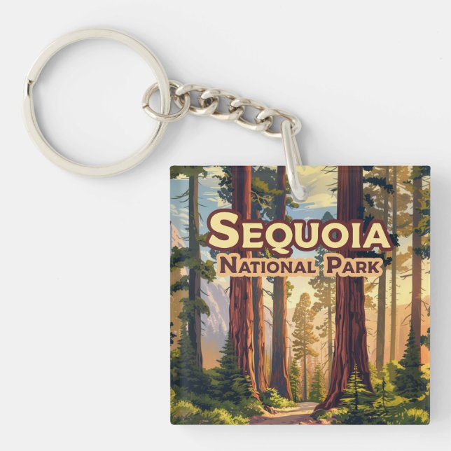 Llavero Sequoia National Park California Tree Retro (Frente)