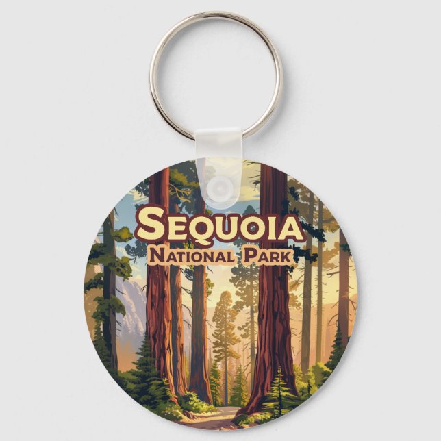 Llavero Sequoia National Park California Tree Retro (Anverso)