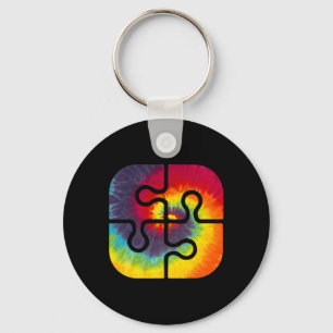 Llavero Ser Amable Piezas de Rompecabezas Tie Dye Lindo Co