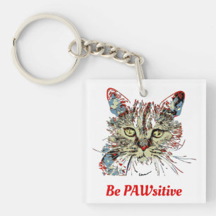 Llavero Ser PAWsitive, graciosa cita de gato