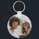 Llavero Serás mi Bridesmaid Photo Keyring<br><div class="desc">Minimalista y moderno serás mi llavero de dama de honor. El texto y los mensajes se pueden editar en la parte posterior de la tarjeta. Para una personalización más avanzada de este diseño, por ejemplo, cambiar el diseño, el tamaño de letra o el tamaño del texto, haga clic en el...</div>