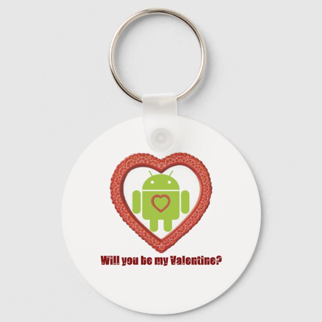 Llavero ¿Serás Mi Valentín? (Ventilador de Android / Lover (Anverso)