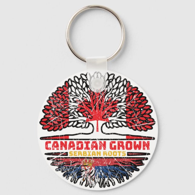 Llavero Serbia Bandera de raíces de árbol canadiense serbi (Anverso)