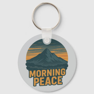 Llavero Serene Mountain Sunrise Retro Emblem