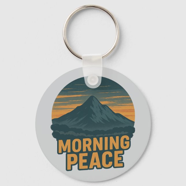 Llavero Serene Mountain Sunrise Retro Emblem (Anverso)