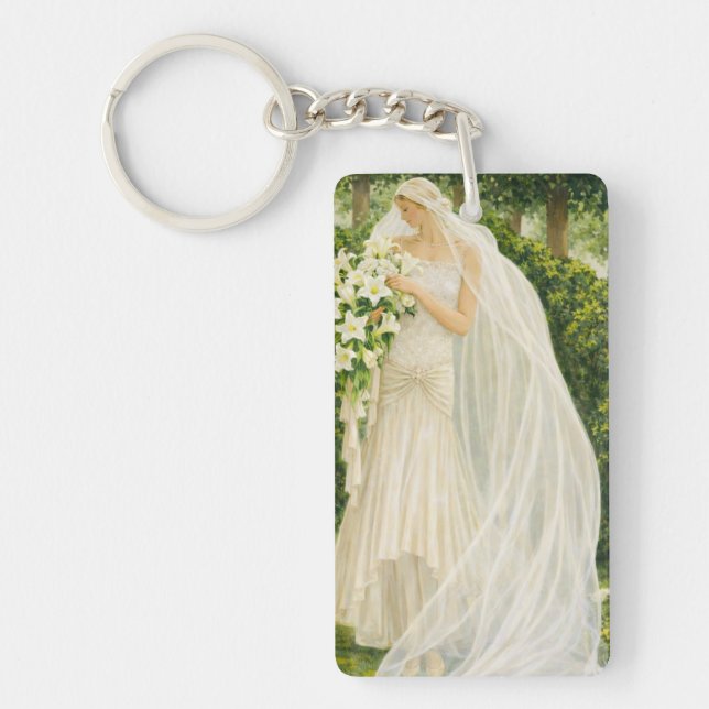 Llavero Serenity in Ivory: A Bride in a Garden Reverie (Frente)