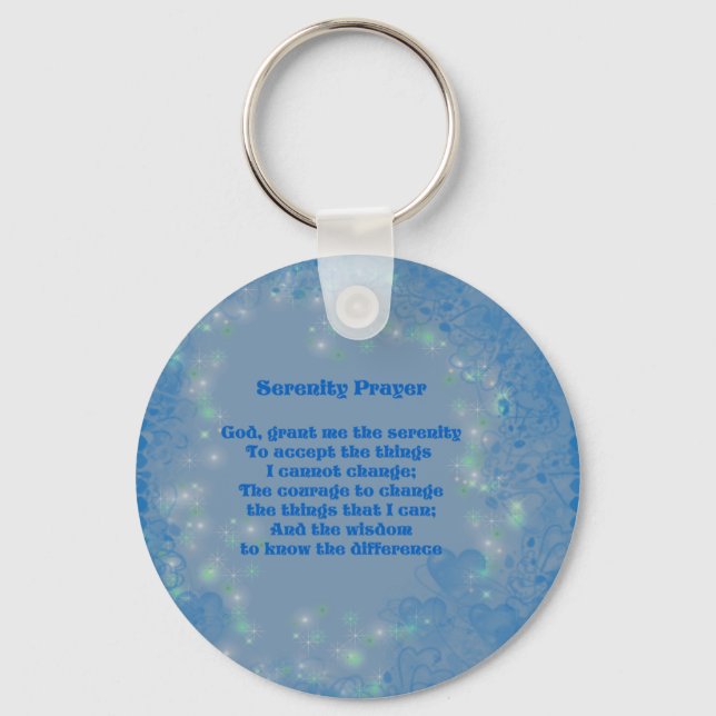 Llavero Serenity Prayer Blue Hearts Inspirational Keychain (Anverso)