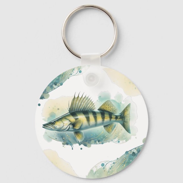 Llavero Serie acuarela: Zander/Walleye (Anverso)