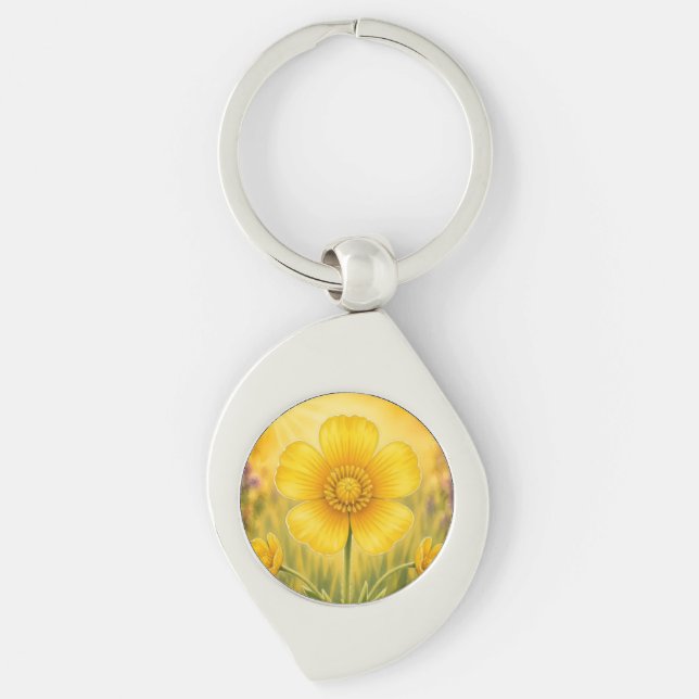 Llavero Serie Radiant Petal – Botón de Oro (Anverso)
