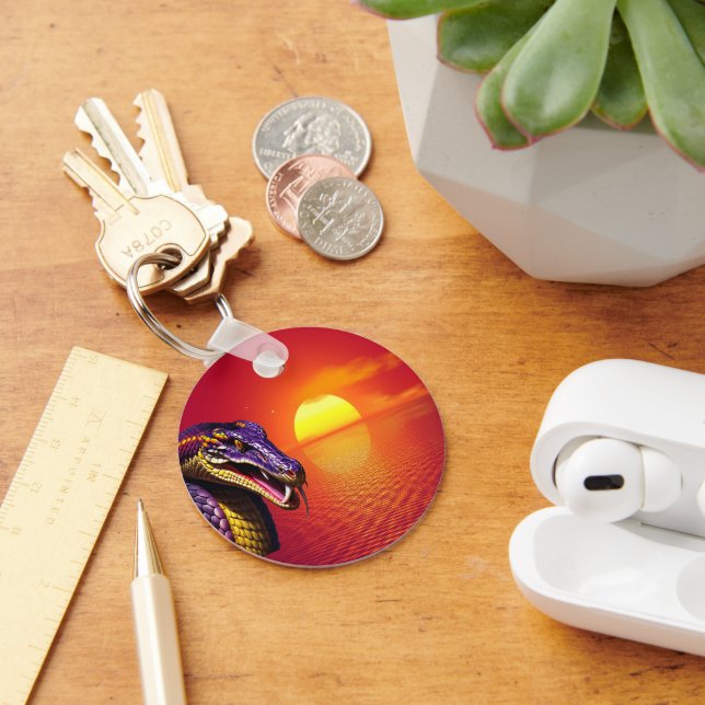 Llavero Serpiente Cobra con escamas violetas y amarillas (Escritorio )