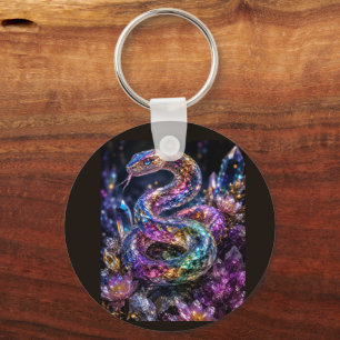 Llavero Serpiente de cristal de lujo Glam negro dorado