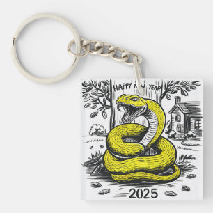 Llavero Serpiente de tarjetas de Año Nuevo 2025