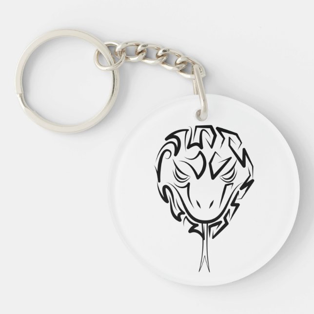 Llavero Serpiente Tribal Negra y Blanca (Frente)