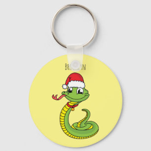 Llavero Serpiente verde suave con personalizado de sombrer
