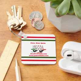 Llavero Servicio de pizza, verde rojo, personalizado