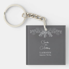 Llavero Servilletas de boda de arte de línea gris simple d