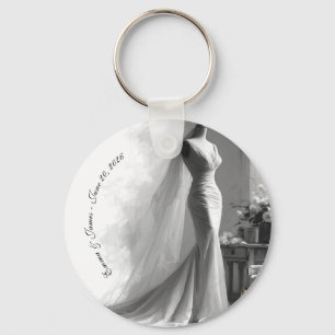 Llavero Servilletas de boda elegantes en blanco y negro