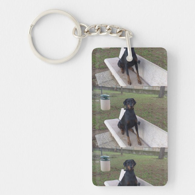 Llavero sesión de doberman pincher (Frente)