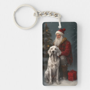 Llavero Setter Inglés con Santa Claus Navideño Festivo