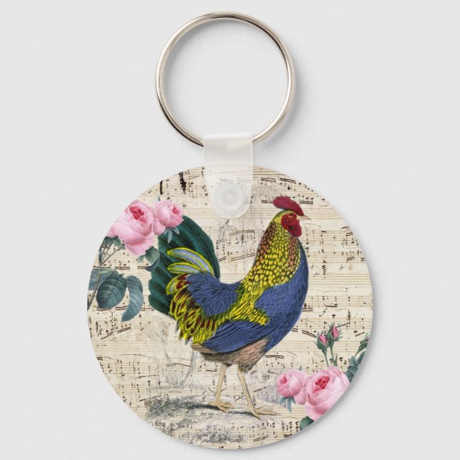 Llavero Shabby Chic Rooster (Anverso)