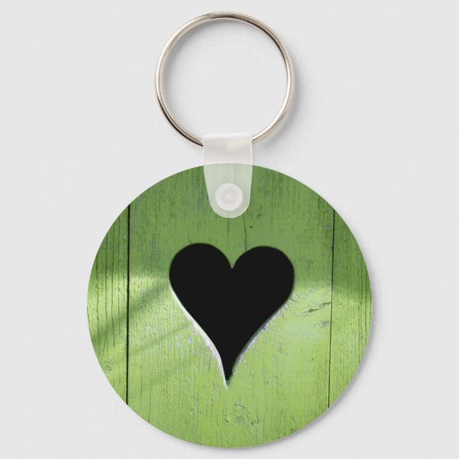 Llavero SHABBYCHIC de madera corazón verde negro (Anverso)