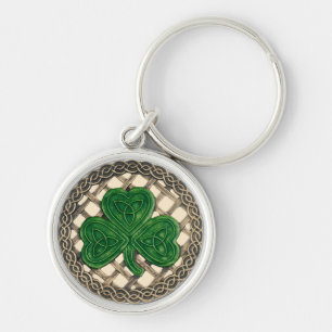Llavero Shamrock and Celtic Knots Keychain Beige