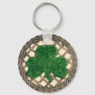 Llavero Shamrock and Celtic Knots Keychain Beige