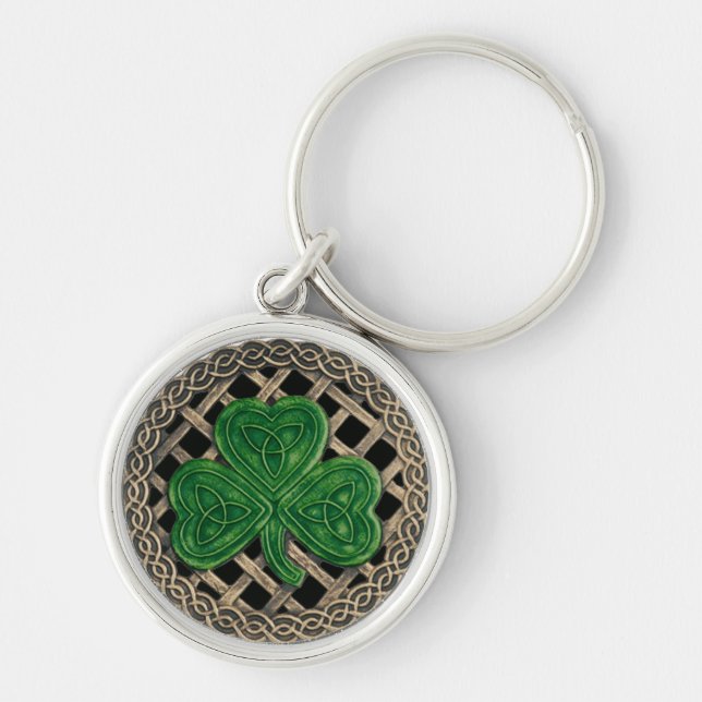 Llavero Shamrock and Celtic Knots Keychain Black (Frente)
