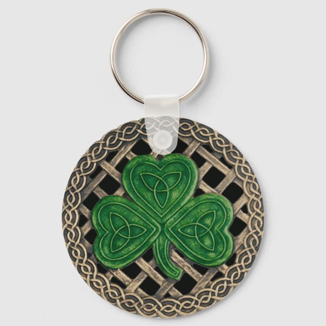 Llavero Shamrock and Celtic Knots Keychain Black (Anverso)