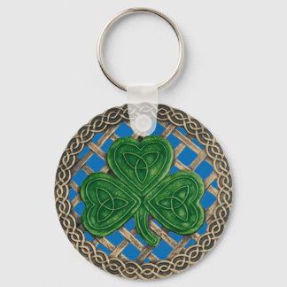 Llavero Shamrock and Celtic Knots Keychain Blue